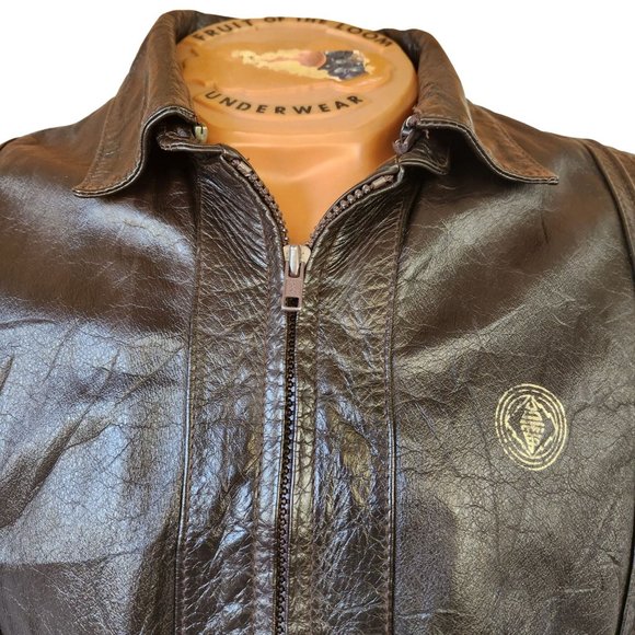 Men's Vintage Leather Bomber Jacket Soft Sheepskin Leather Removable Fur Lining - Picture 3 of 16